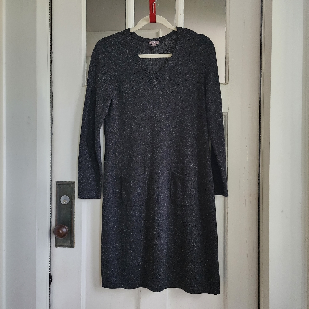 J.Jill Silk Blend Longsleeve Speckled Gray Dress, Sz PS - Picture 2 of 9